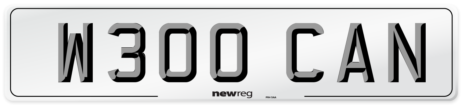 W300 CAN Number Plate from New Reg